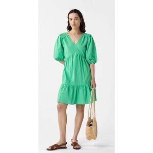 SISSY-BOY Green Puff-sleeve Cut-out Knee-length Dress